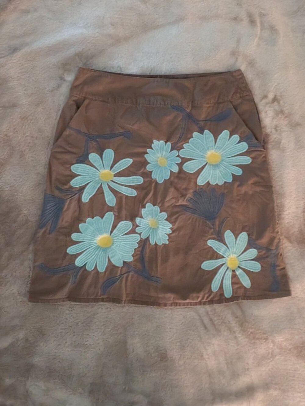Boden Floral Embroidered Skirt with Pockets, Sz 10US, 14UK